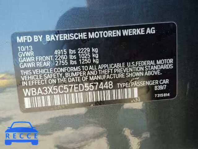 2014 BMW 328XI GT WBA3X5C57ED557448 зображення 9