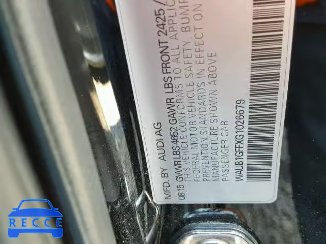 2016 AUDI S3 PREMIUM WAUB1GFFXG1026679 image 9