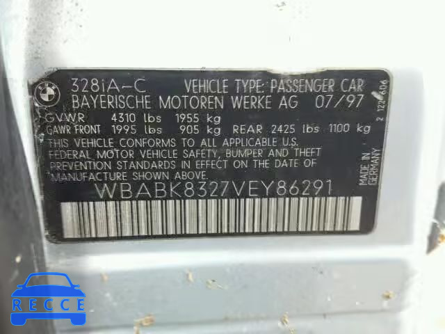 1997 BMW 328IC AUTO WBABK8327VEY86291 image 9