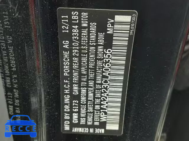 2012 PORSCHE CAYENNE WP1AA2A23CLA06356 Bild 9