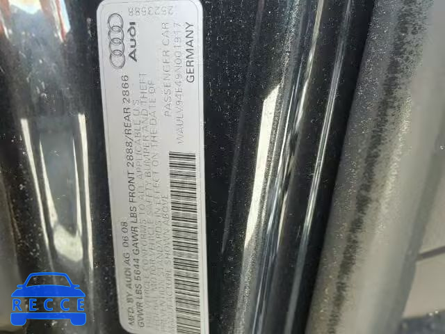 2009 AUDI A8 QUATTRO WAULV94E49N001917 image 9