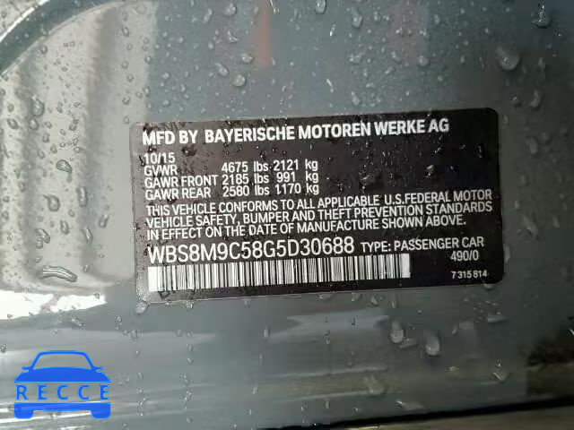 2016 BMW M3 WBS8M9C58G5D30688 зображення 9