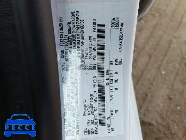 2015 FORD FIESTA ST 3FADP4GXXFM175679 image 9