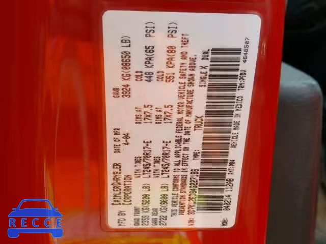 2004 DODGE RAM 2500 S 3D7KU26D84G227186 image 9