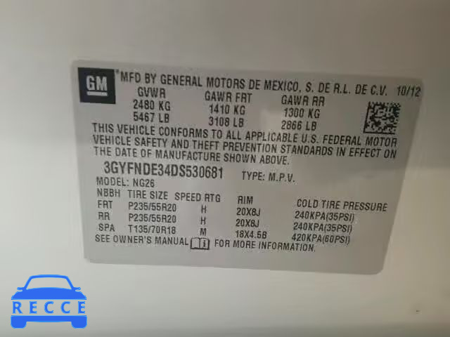 2013 CADILLAC SRX PERFOR 3GYFNDE34DS530681 image 9