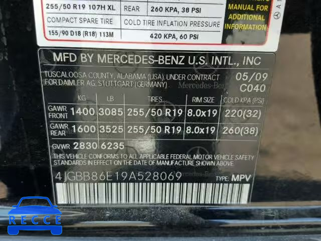 2009 MERCEDES-BENZ ML 4JGBB86E19A528069 image 9