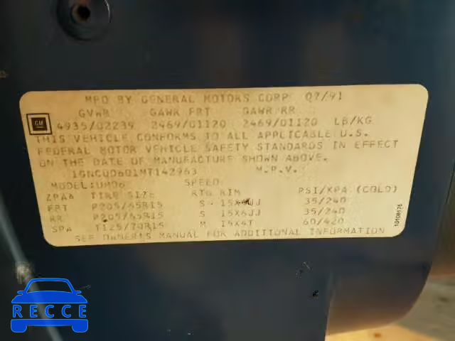 1991 CHEVROLET LUMINA 1GNCU06D1MT142963 image 9