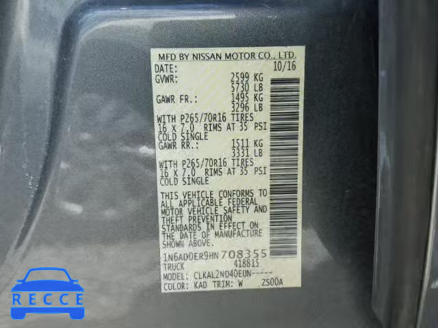 2017 NISSAN FRONTIER 1N6AD0ER9HN708355 image 9