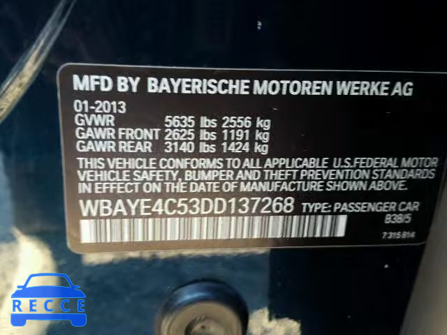 2013 BMW 740LI WBAYE4C53DD137268 Bild 9