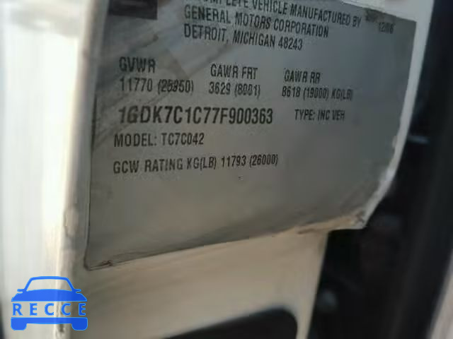 2007 GMC C7500 C7C0 1GDK7C1C77F900363 image 9