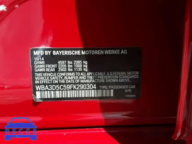 2015 BMW 328D XDRIV WBA3D5C59FK290304 зображення 9