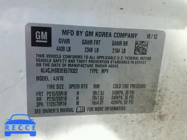 2014 BUICK ENCORE PRE KL4CJHSB3EB579322 image 9
