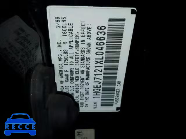 1999 HONDA CIVIC HX 1HGEJ7121XL046636 image 9