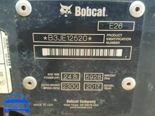 2017 BOBCAT E26T4 B3JE12520 Bild 9