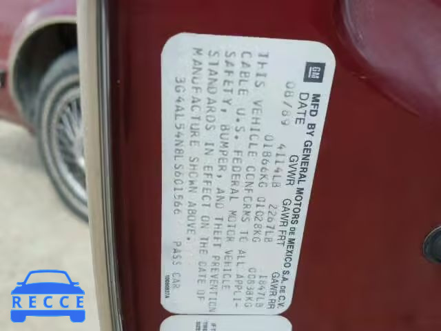 1990 BUICK CENTURY LI 3G4AL54N8LS601566 image 9