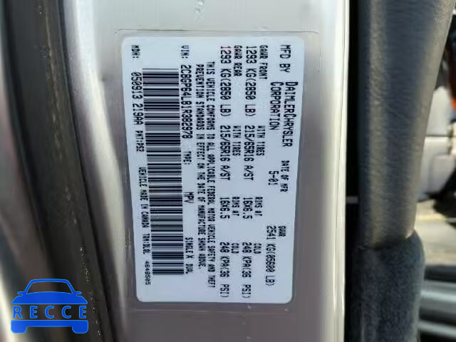 2001 CHRYSLER TOWN&COUNT 2C8GP64L81R382978 image 9