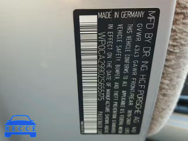2002 PORSCHE 911 CARRER WP0CA29902S655175 зображення 9