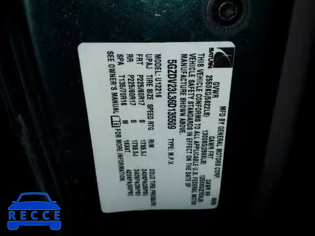 2006 SATURN RELAY 3 5GZDV23L36D135509 Bild 9