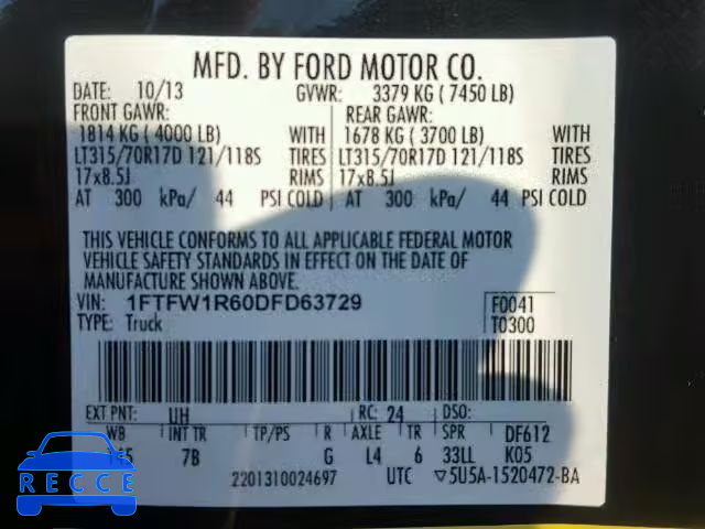 2013 FORD F150 SVT R 1FTFW1R60DFD63729 image 9