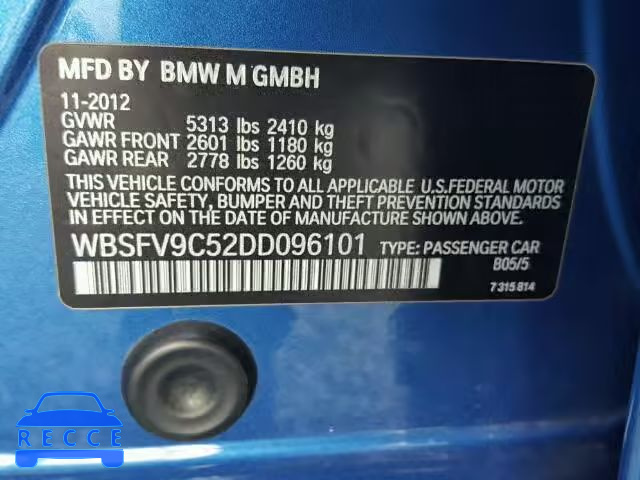 2013 BMW M5 WBSFV9C52DD096101 зображення 9
