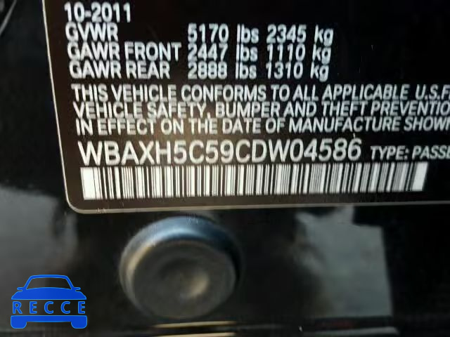 2012 BMW 528 WBAXH5C59CDW04586 зображення 9