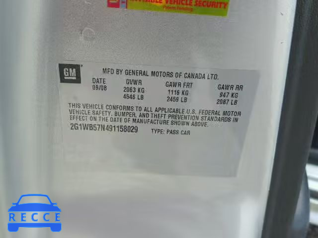 2009 CHEVROLET IMPALA 2G1WB57N491158029 image 9