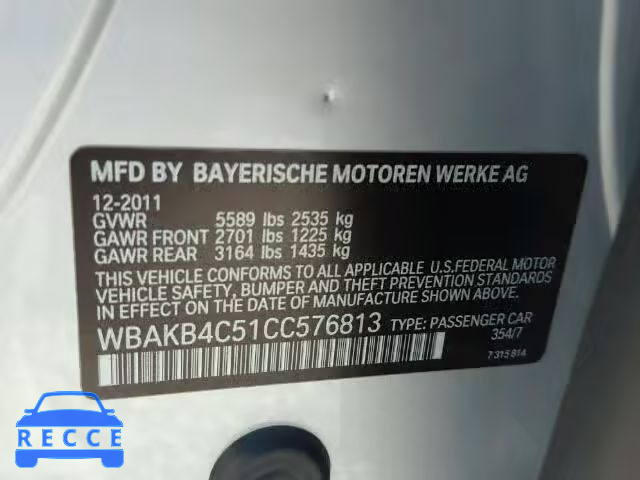 2012 BMW 740LI WBAKB4C51CC576813 зображення 9
