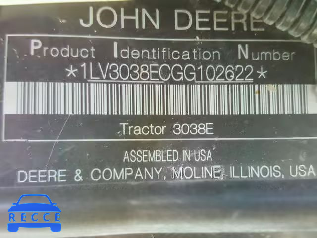 2017 JOHN DEERE TRACTOR 1LV3038ECGG102622 image 9