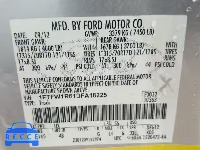 2013 FORD F150 SVT R 1FTFW1R61DFA18225 image 9