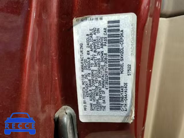 2000 TOYOTA CAMRY 4T1BG22K8YU730818 image 9