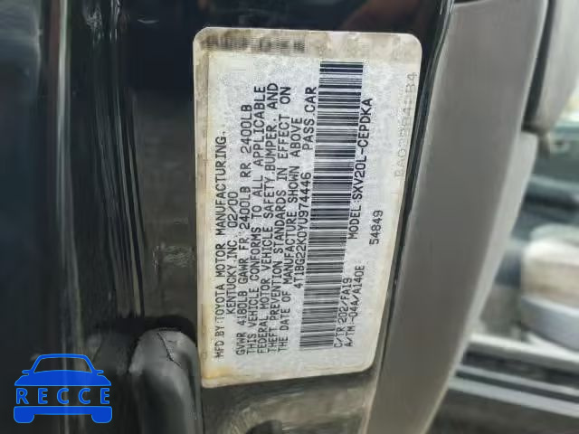 2000 TOYOTA CAMRY 4T1BG22K0YU974446 image 9