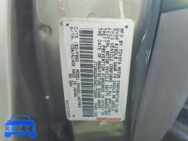 1998 TOYOTA CAMRY JT2BG22K2W0172899 image 9