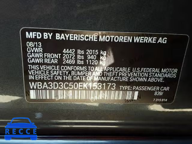 2014 BMW 328D WBA3D3C50EK153173 зображення 9