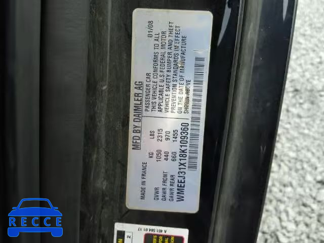 2008 SMART FORTWO WMEEJ31X18K109360 image 9