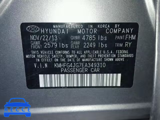 2014 HYUNDAI AZERA KMHFG4JG7EA349310 Bild 9