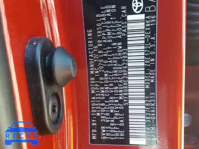 2017 TOYOTA COROLLA 5YFBURHE2HP622893 image 9