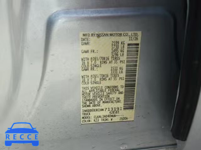 2017 NISSAN FRONTIER 1N6DD0ER1HN713191 image 9