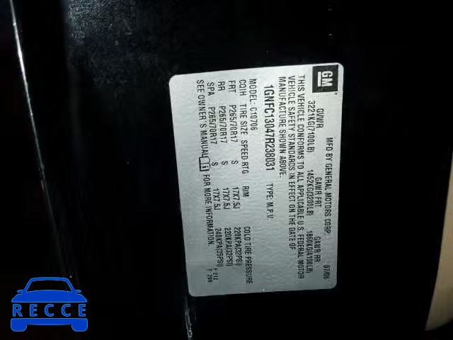 2007 CHEVROLET TAHOE 1GNFC13047R238031 image 9