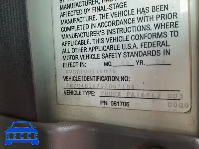 2005 GMC W4500 W450 J8DC4B16757007184 image 9