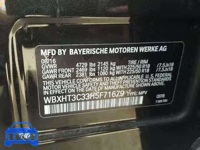2017 BMW X1 WBXHT3C33H5F71679 image 9