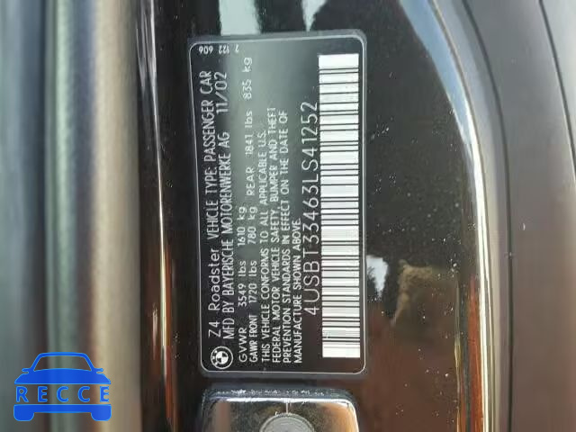 2003 BMW Z4 2.5I 4USBT33463LS41252 зображення 9
