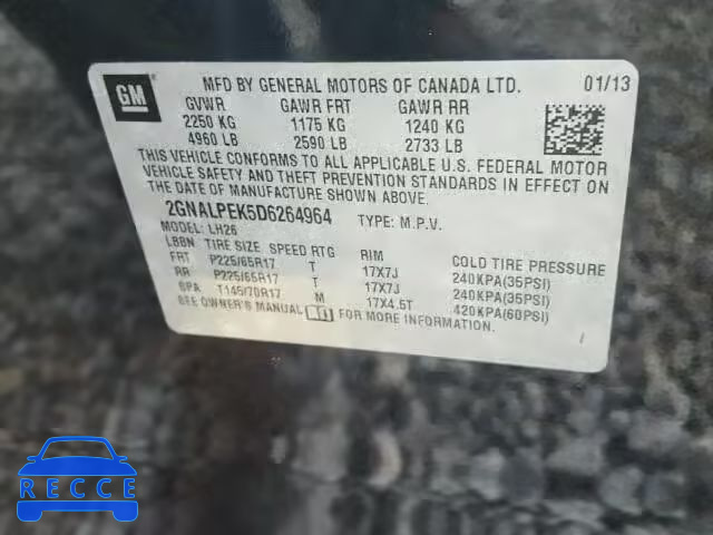 2013 CHEVROLET EQUINOX 2GNALPEK5D6264964 image 9