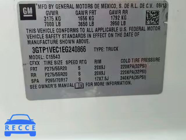 2014 GMC SIERRA 3GTP1VEC1EG240866 image 9