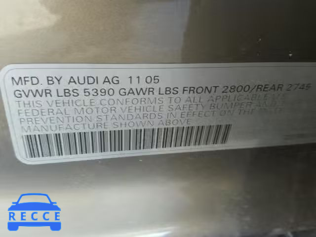 2006 AUDI A6 WAUDL74F26N099817 image 9