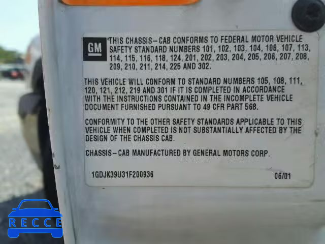 2001 GMC SIERRA K35 1GDJK39U31F200936 image 9