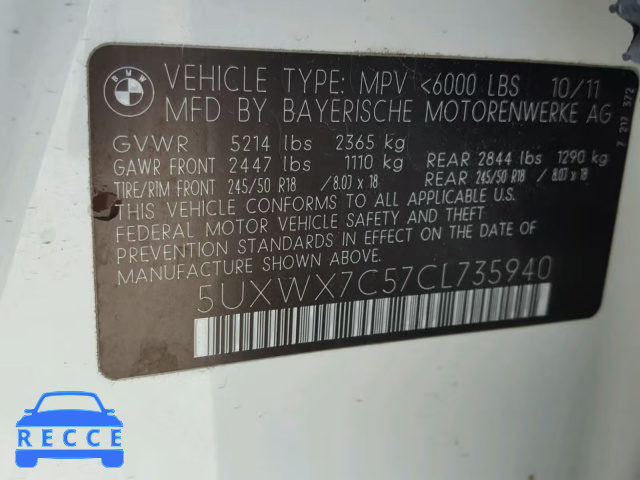 2012 BMW X3 XDRIVE3 5UXWX7C57CL735940 image 9