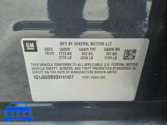 2013 CHEVROLET SONIC RS 1G1JG6SB3D4141427 image 9