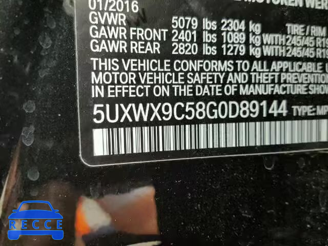 2016 BMW X3 5UXWX9C58G0D89144 image 9