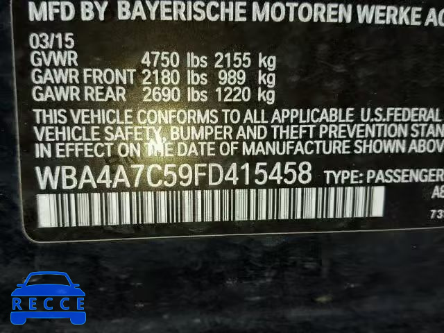 2015 BMW 428XI GRAN WBA4A7C59FD415458 Bild 15