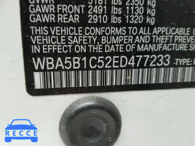 2014 BMW 535I WBA5B1C52ED477233 зображення 9